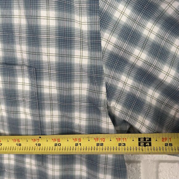Nautica XXL Button Up Short Sleeve Shirt 80s Two Ply Cotton Blue Plaid - Picture 6 of 7